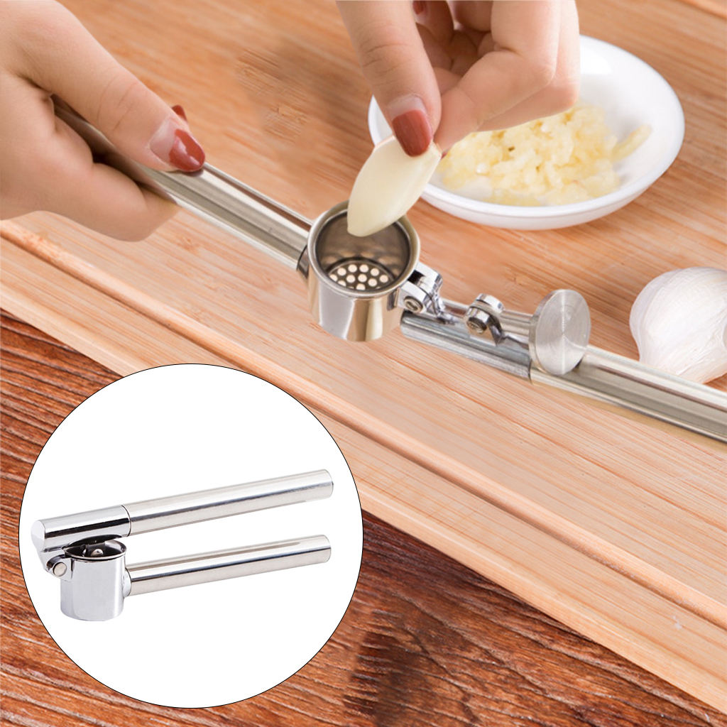 Garlic Press Crusher Dishwasher Masher Multifunction Burlap Press Comes Silver Mincer Extract Ginger Press for Garlic