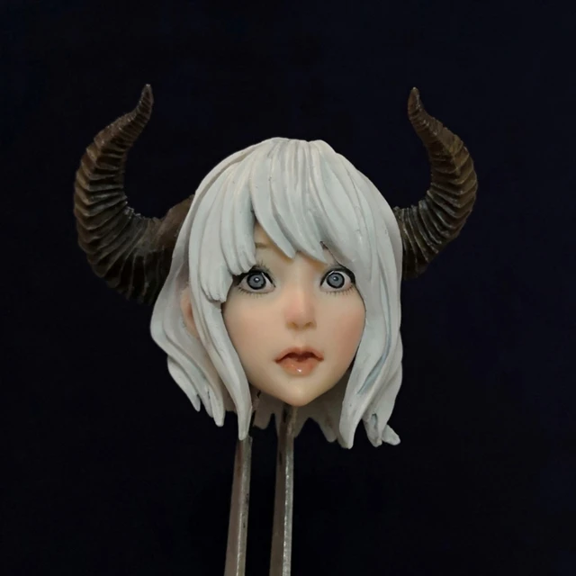 1/6 Scale Female Head Sculpt,Game Version Anime Girl Head Carved Toy for  12inch Phicen TBLeague Action Figure Body Doll (A)