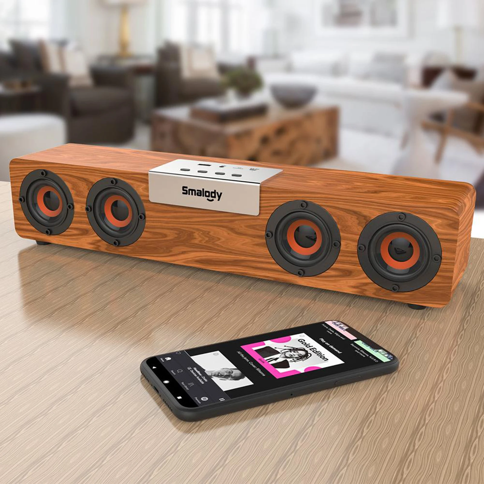 Fashion Vintage Wireless Bluetooth Wooden Soundbar Bass Enhancement for Home