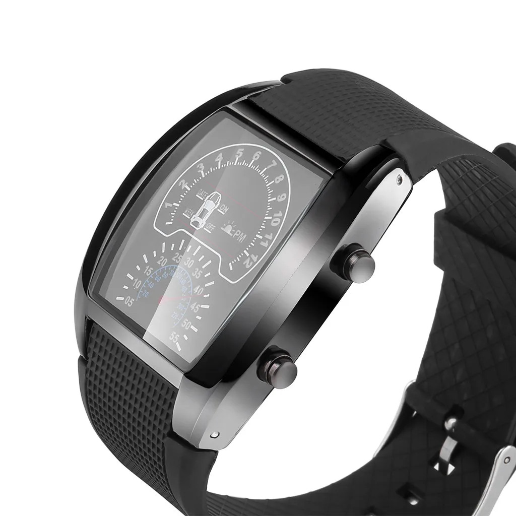 2021 Men's Fashion LED Light Flash Speedometer Sports Car Meter Watch New luxury Men's Watch Daily Casual Watch reloj hombre