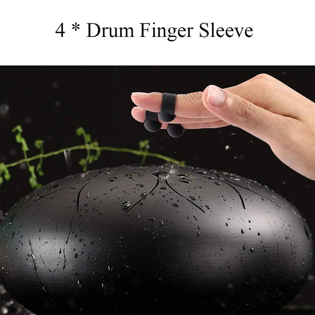 4Pcs Silicone Drum Finger Cover Picks Steel Tongue Sleeves Knocking Accessories