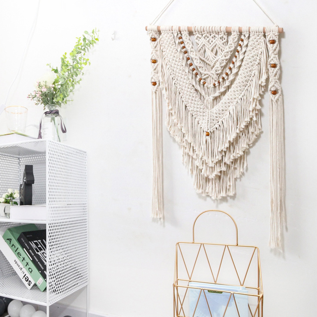 Woven Macrame Wall Hanging Curtain Boho Wall Tapestry Curtain for Living Room, Nursery, Window, Wedding Backdrop