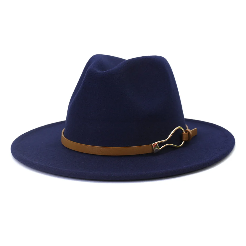 straw fedora European American Men's Women's Woolen Felt Woolen Fedora Hat Jazz Panama Fall Winter Fashionable Vintage Hat and Caps straw fedora