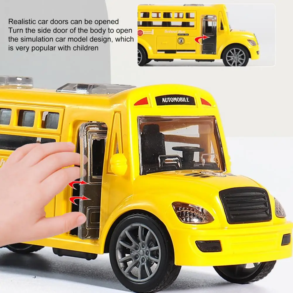 School Bus Toy High Simulation Mini Bus Model Car Toys Yellow Inertia Bus Toys for Above 3 Years Old Kids Home Decor Gifts 
