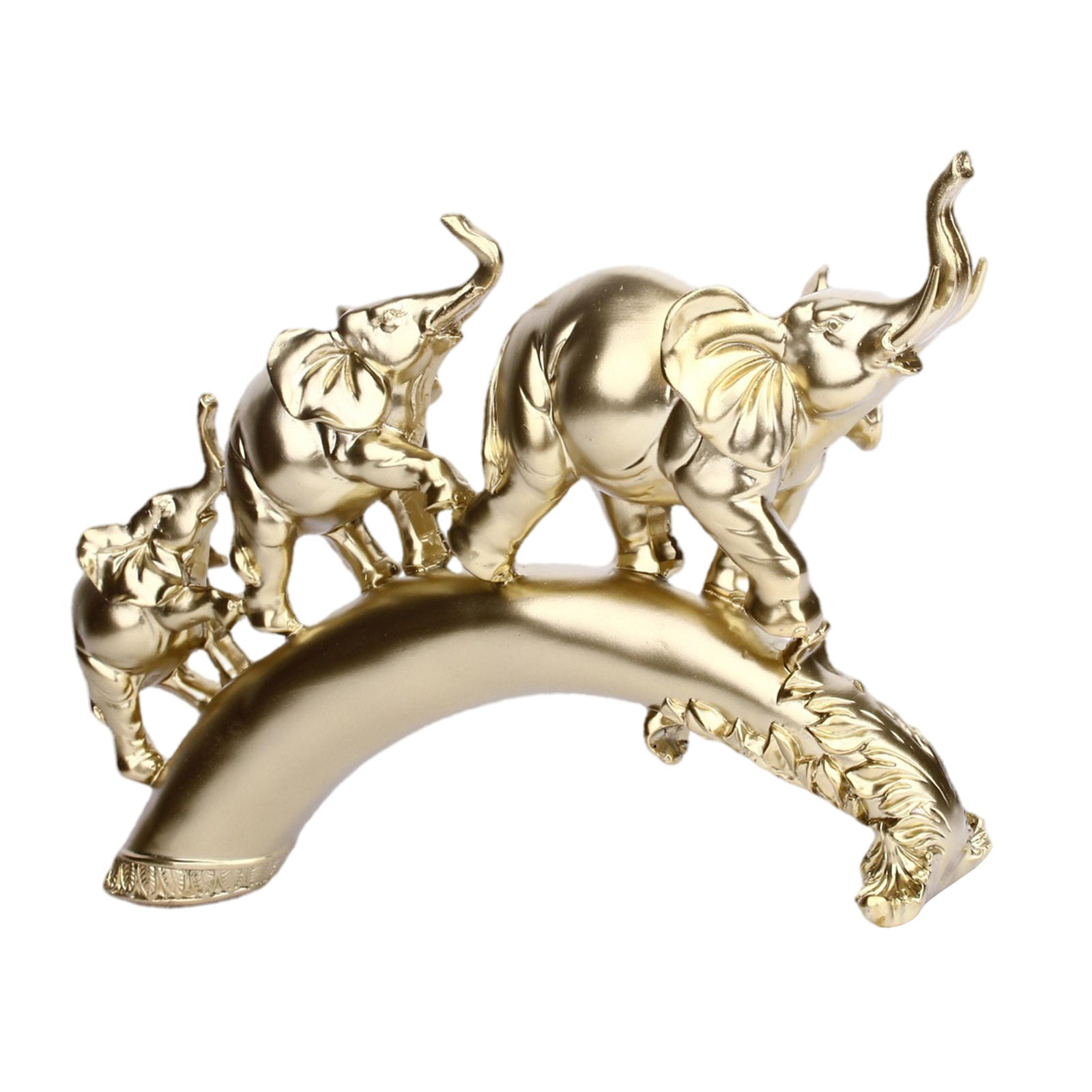 Simple Treasures Elephants on Bridge Sculpture - Lucky Elephant Tusk Statue Elephant Family Figurine for Wealth and Prosperity