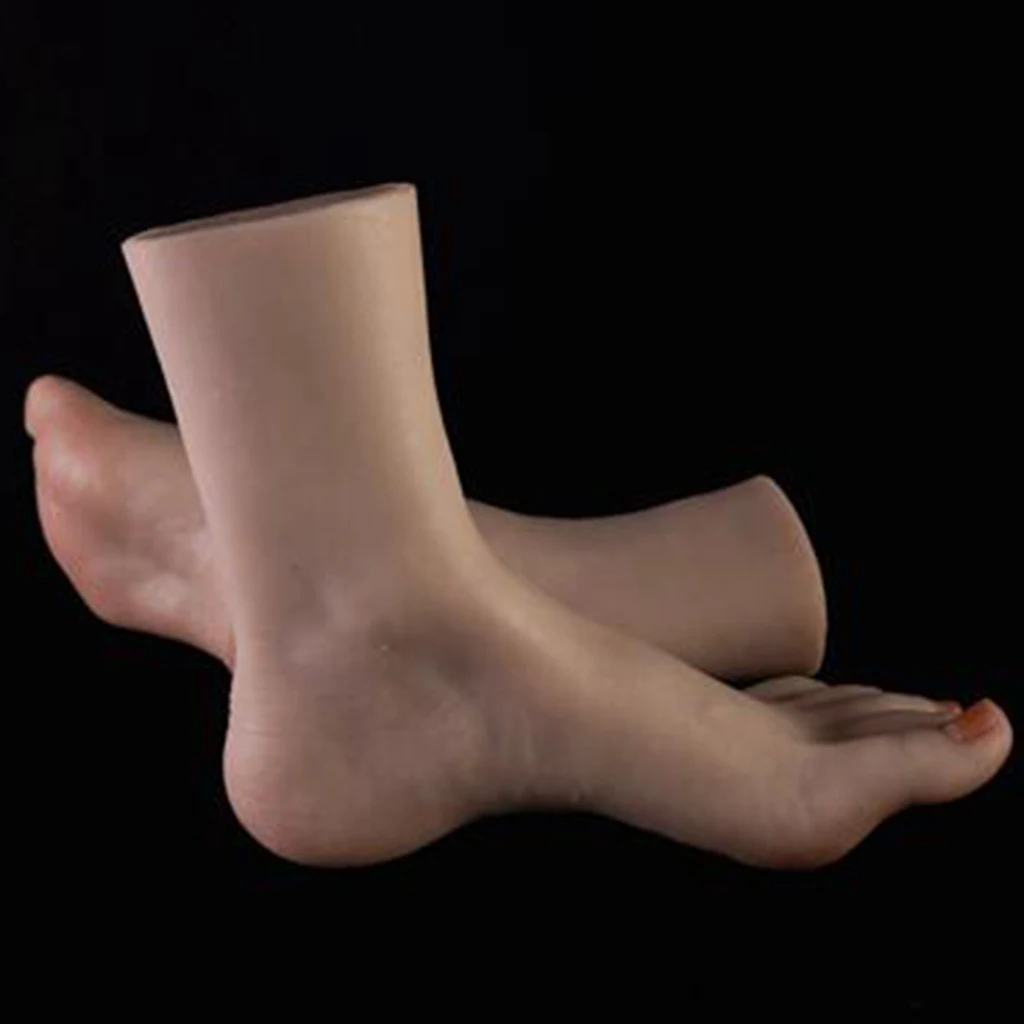 1 Pair Women's Realistic Massage Nail Practice Jewelry Display Fake Feet Model