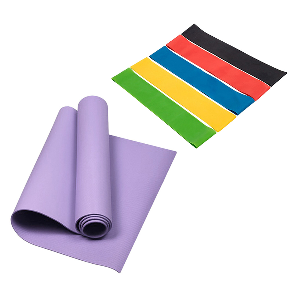 Yoga Mat Exercise Training Resistance Bands Set Latex Leg Exercising Loops Band