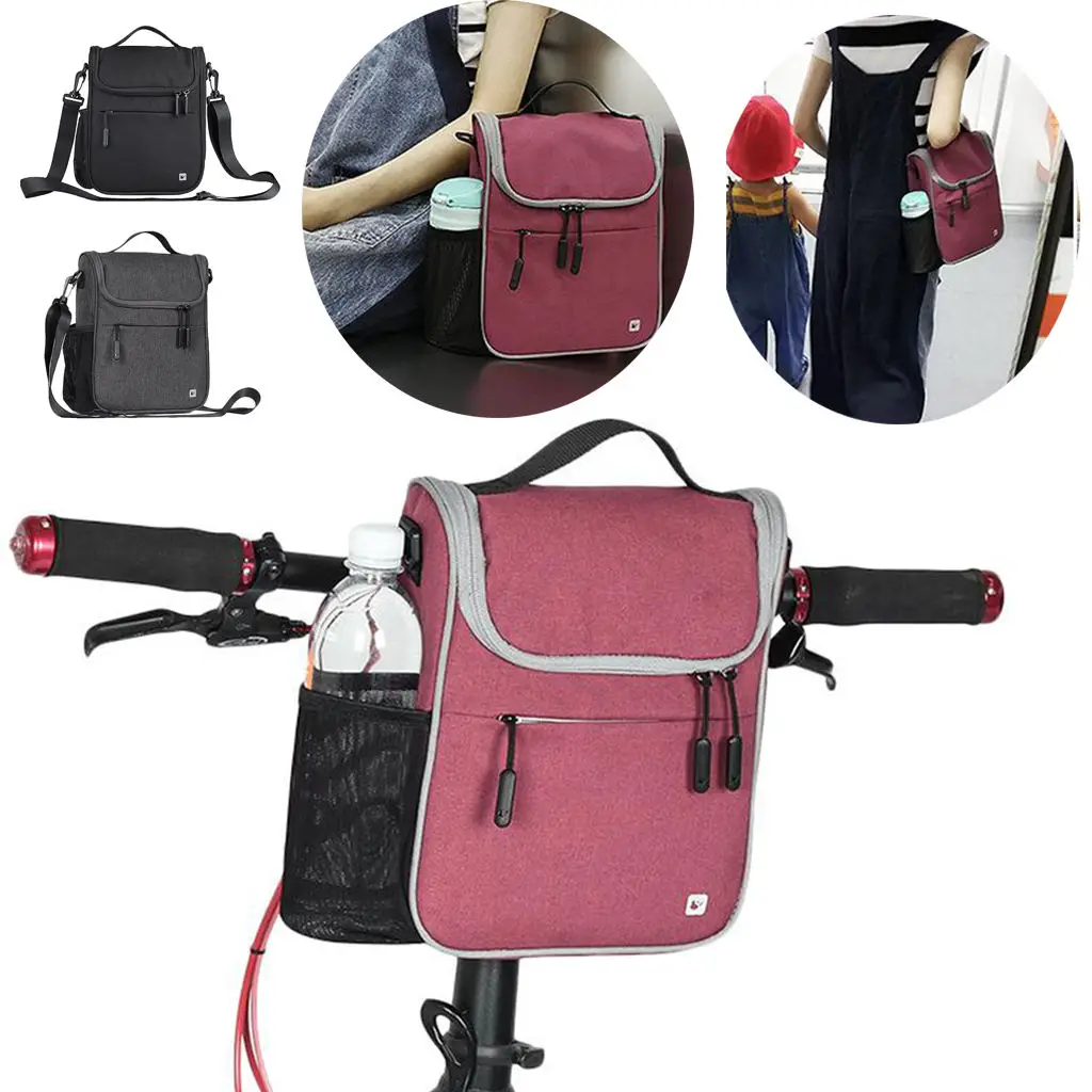 5L Bike Handlebar Bag Basket Front Tube Frame Bag Water Resistant Bicycle Storage Shoulder Message Pack Handbag for Women Men