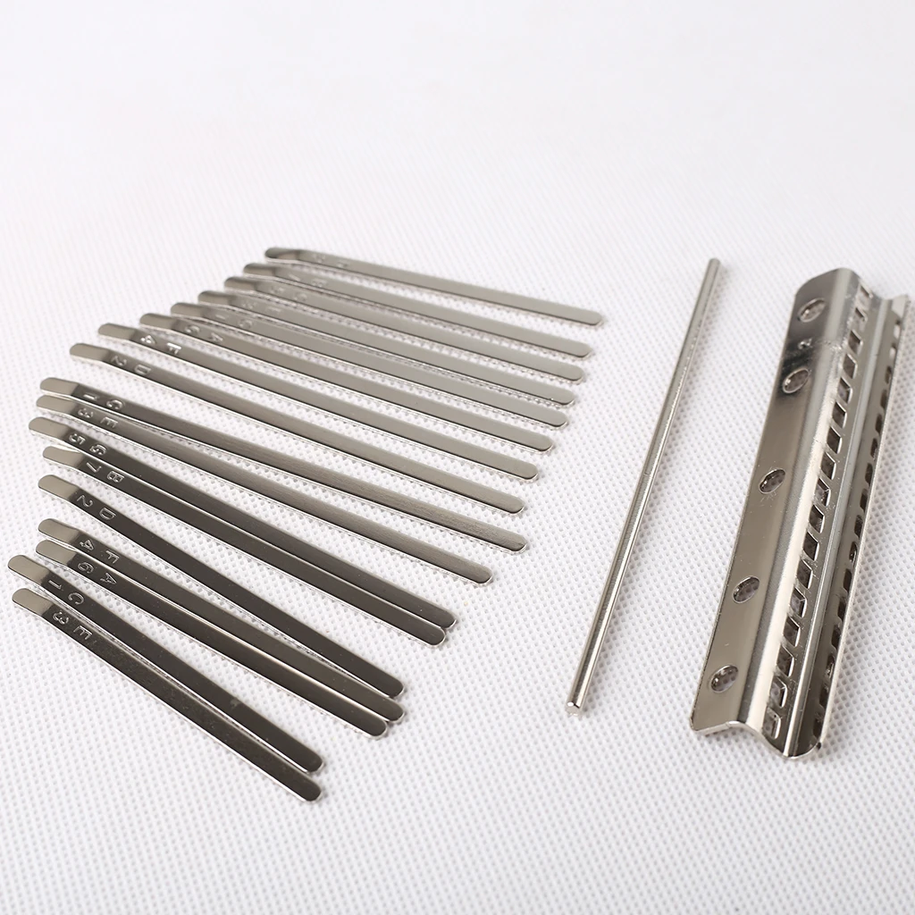 17 Key Kalimba Making Steel Keys & Bridge For Finger Thumb Piano Percussion Kalimba Replacement Keys