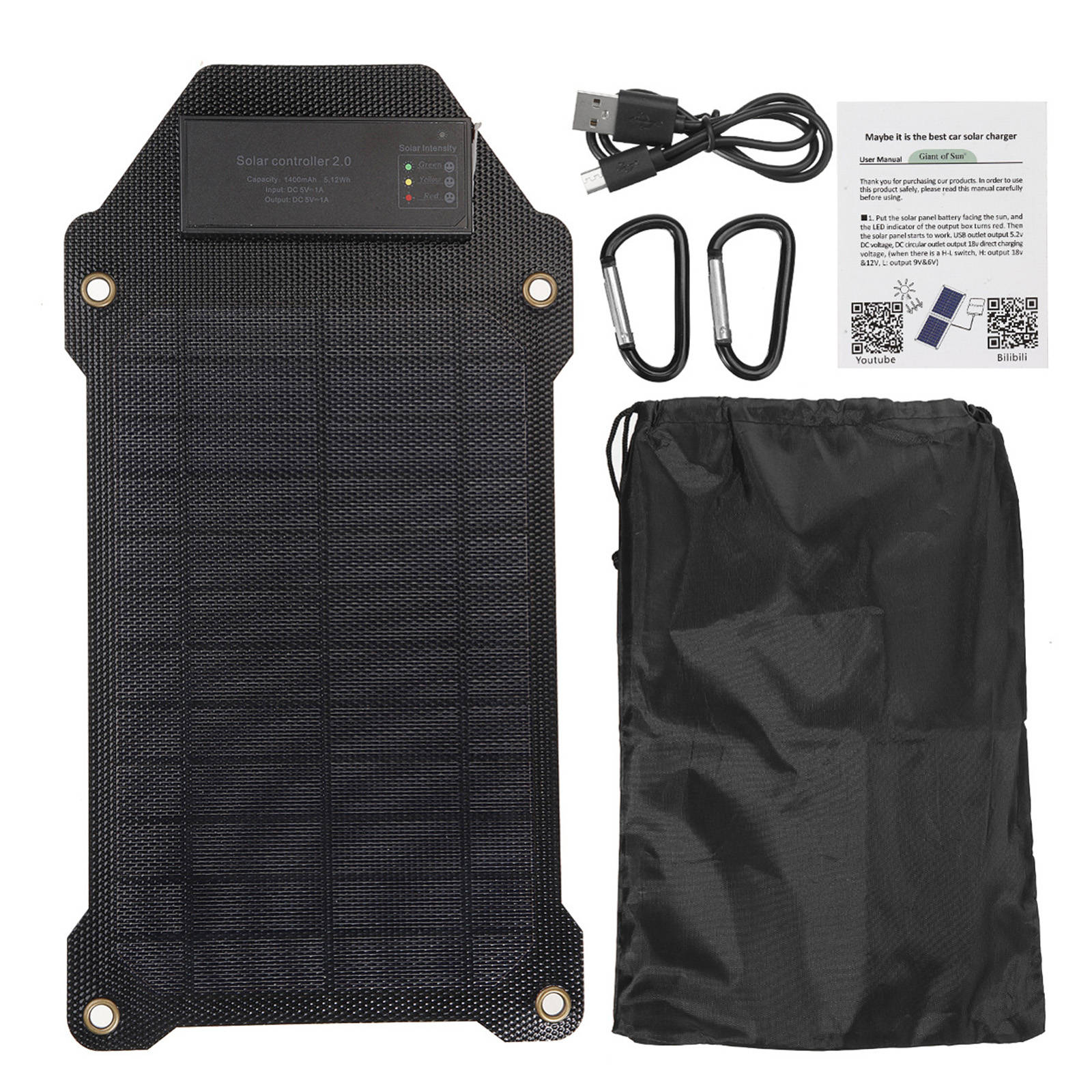 10W Portable Solar Charger 5V/1A Waterproof Solar Panel with USB Port Compatible with Power Station Cell Phone