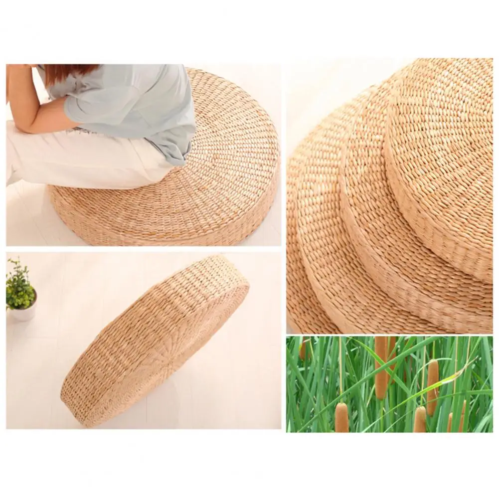 bench cushions indoor Rustic Floor Cushion Straw Pouf Seat Meditation Ottoman Home Decor Meditation Cushion Buckwheat Floor Seat Cushion cushion covers