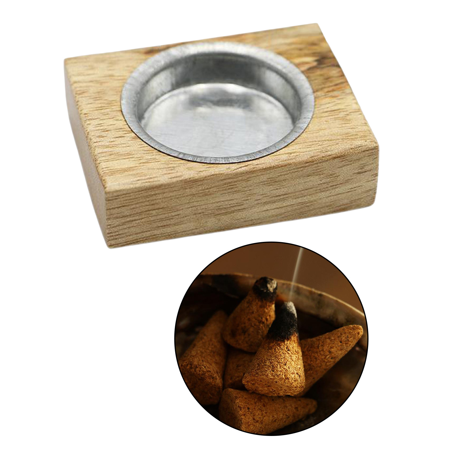Incense Burner Stand Wooden Cone Incense Stick Wax Candle Ash Catcher Supply