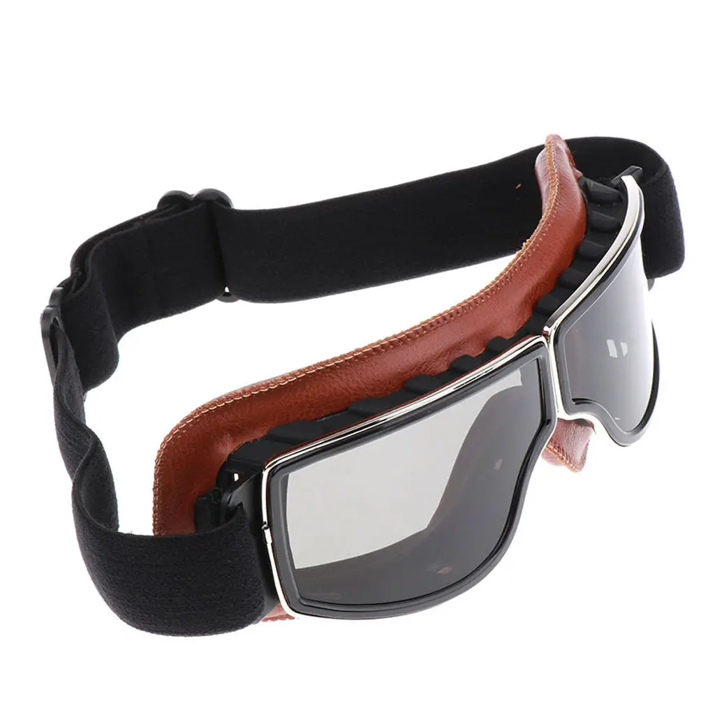 1 Pcs Universal Vintage Motorcycle Goggles Pilot Motorbike Scooter Biker Glasses Helmet Goggles For Harley ABS Frame PC Lens