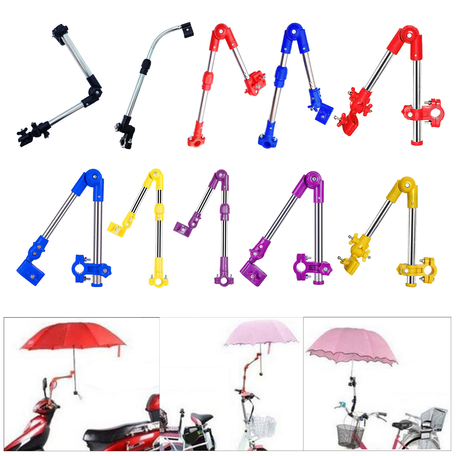 Stainless Steel Bicycle Umbrella Holder Umbrella Stand Wheelchair Stroller Folding Umbrella Easy To Install and Remove