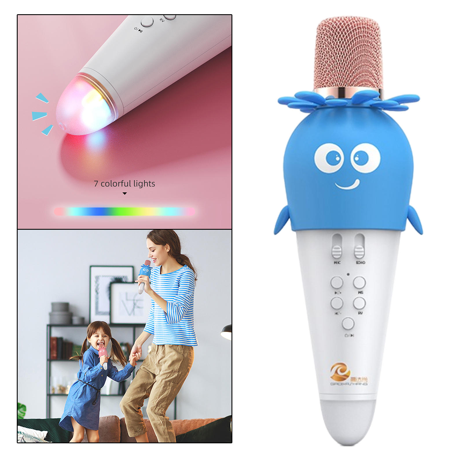 Karaoke Wireless Microphone Bluetooth Mic with LED Lights Handheld Wireless Karaoke Microphone for Kids Children All Age Outdoor