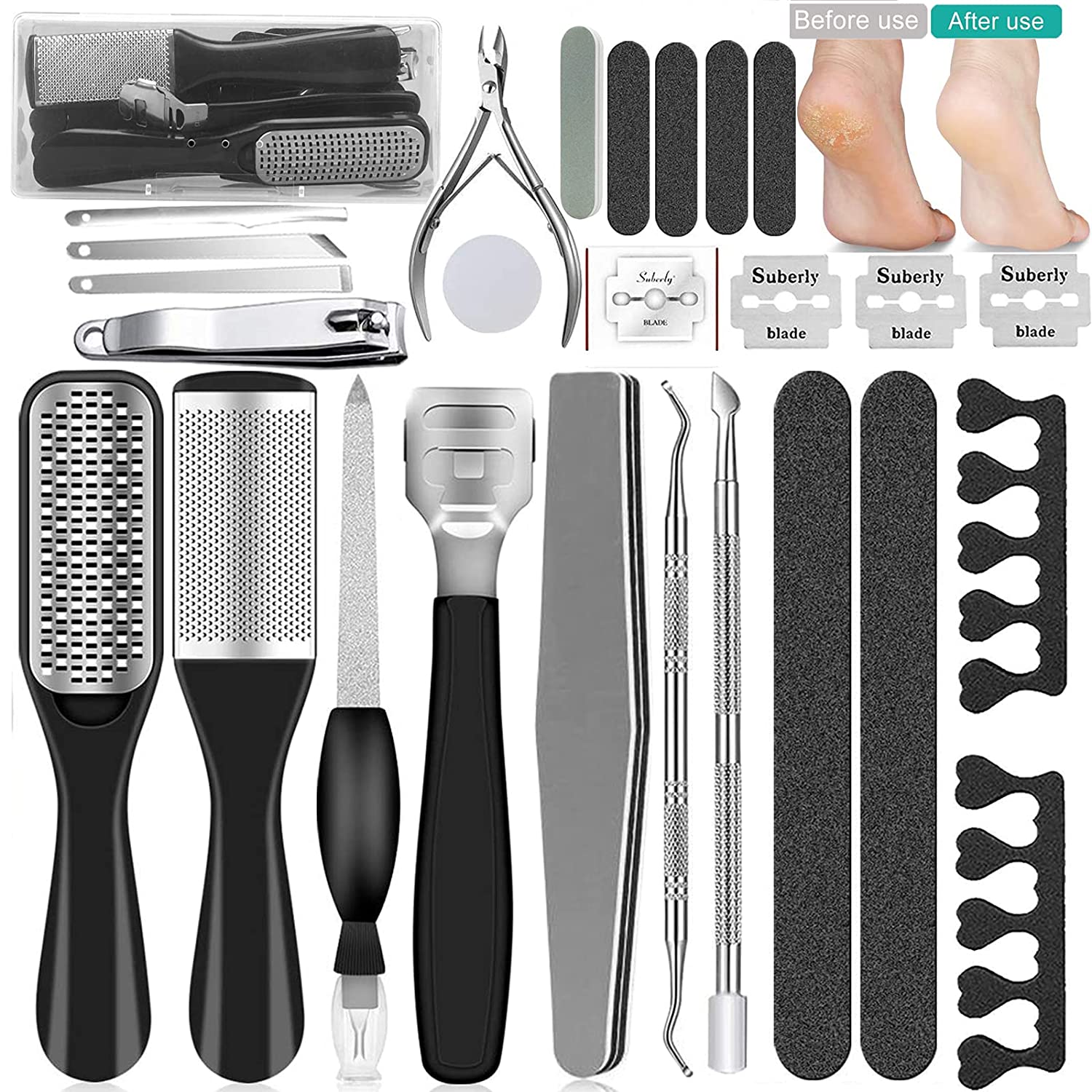 Best of 25 In 1 Professional Pedicure Kit Professional Pedicure Tools Set-Foot Rasp Foot Dead Skin Remover For Home&amp;Salon Care Tools Set Reviews & Tips