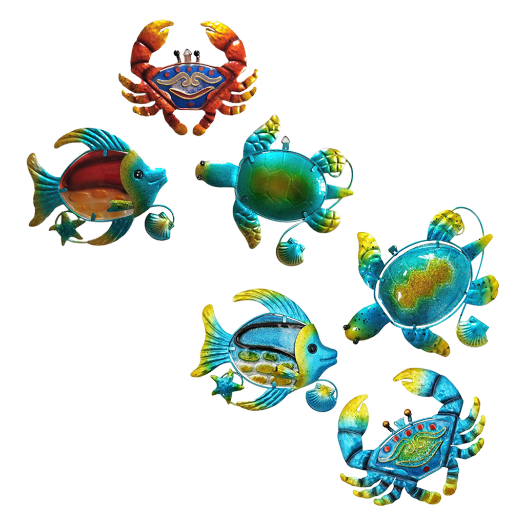 Metal Wall Decor Outdoor Wall Art,3Pc Turtle Fish  Wall Sculpture for Home,Bathroom,Bedroom,Garden,Pool,Patio,Deck,Balcony