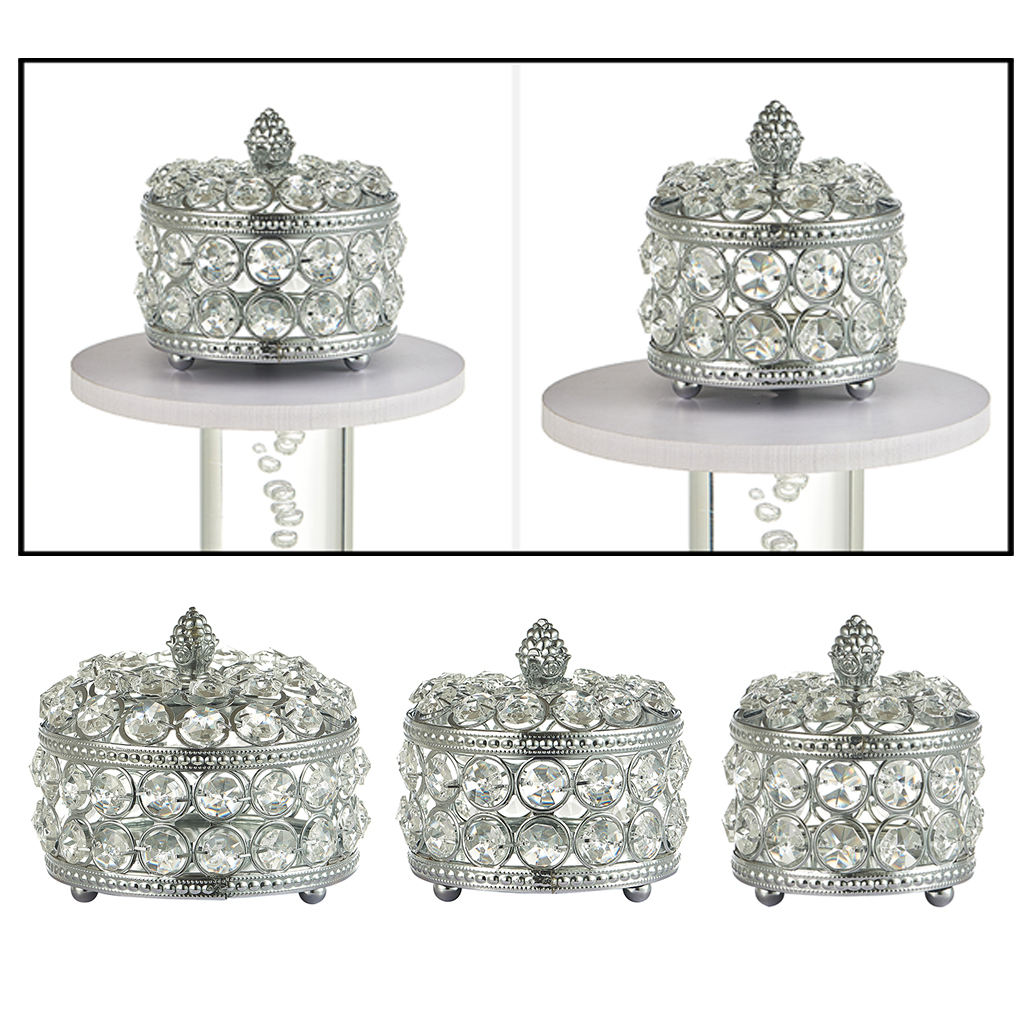 Silver Jewelry Box Storage Organizer Case  Earring Necklace Crystal Box