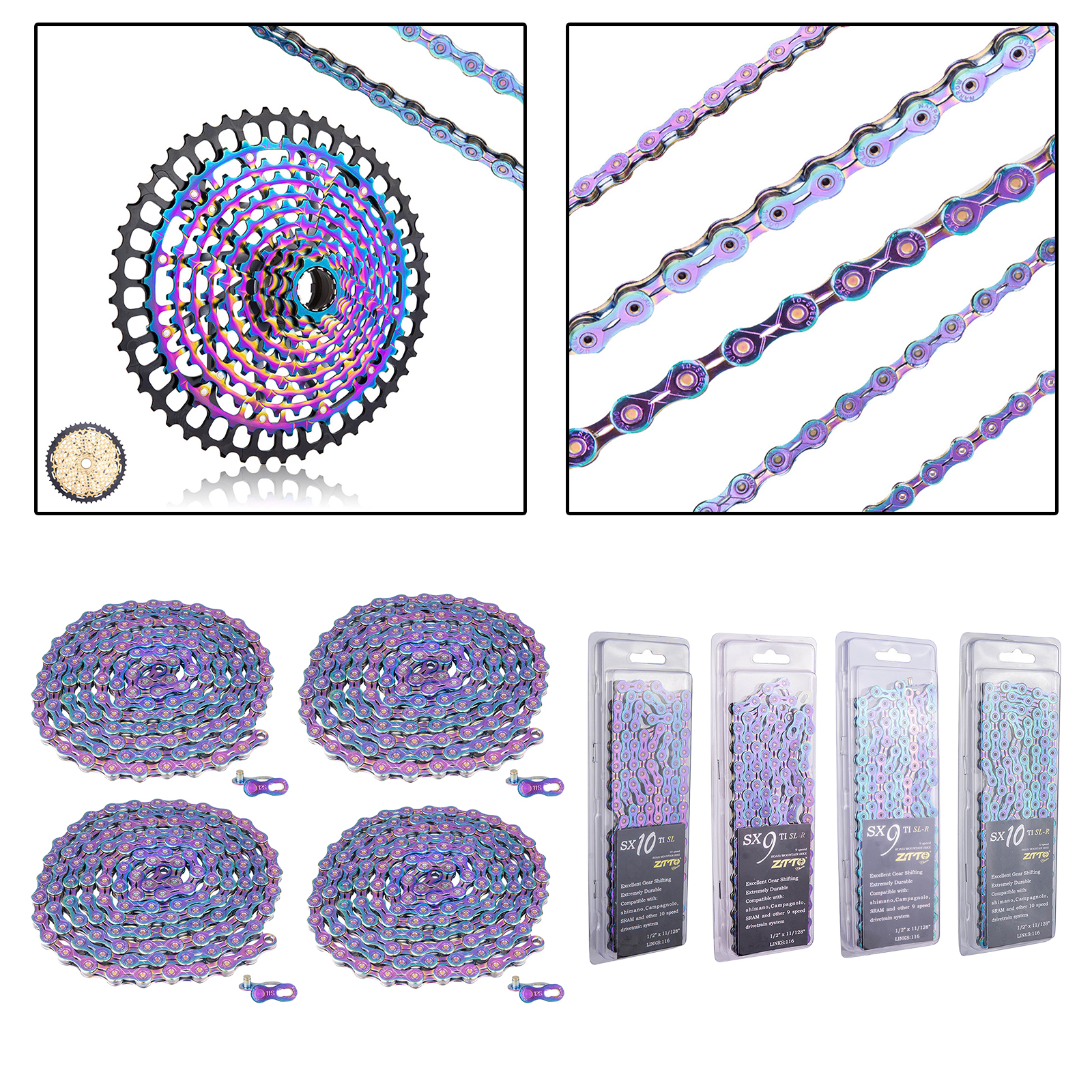 Bike Chain Bicycle Chain Link with  Links Connector Solid Hollow Pin 1/2''x11/128'' 116 Links 126 Links Chains