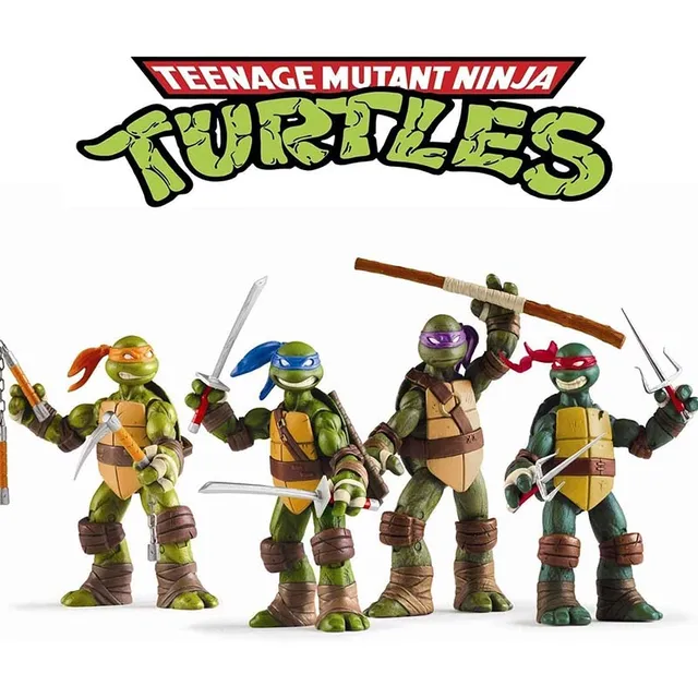 J&G Teenage Mutant Ninja Turtles Action Figures Toys with Red Headband 4 Pcs - TMNT Mini Action Figures Kids - Toy for Kids Gift Decorations