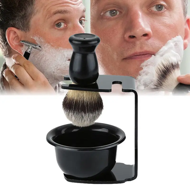 3 in 1 Shaving Set Acrylic Frame Base Stand+Soap Bowl+ Brush