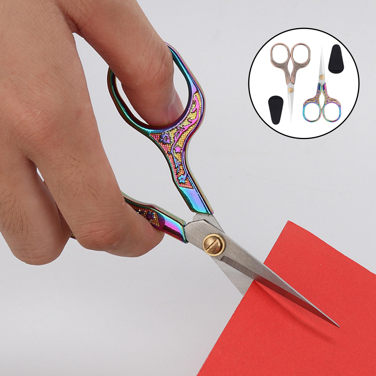 2PC Precision Scissors Vintage Style Sharp and Smooth Cutting Multi Purpose Handcraft DIY Tailor Scissor for Eyebrow Beard
