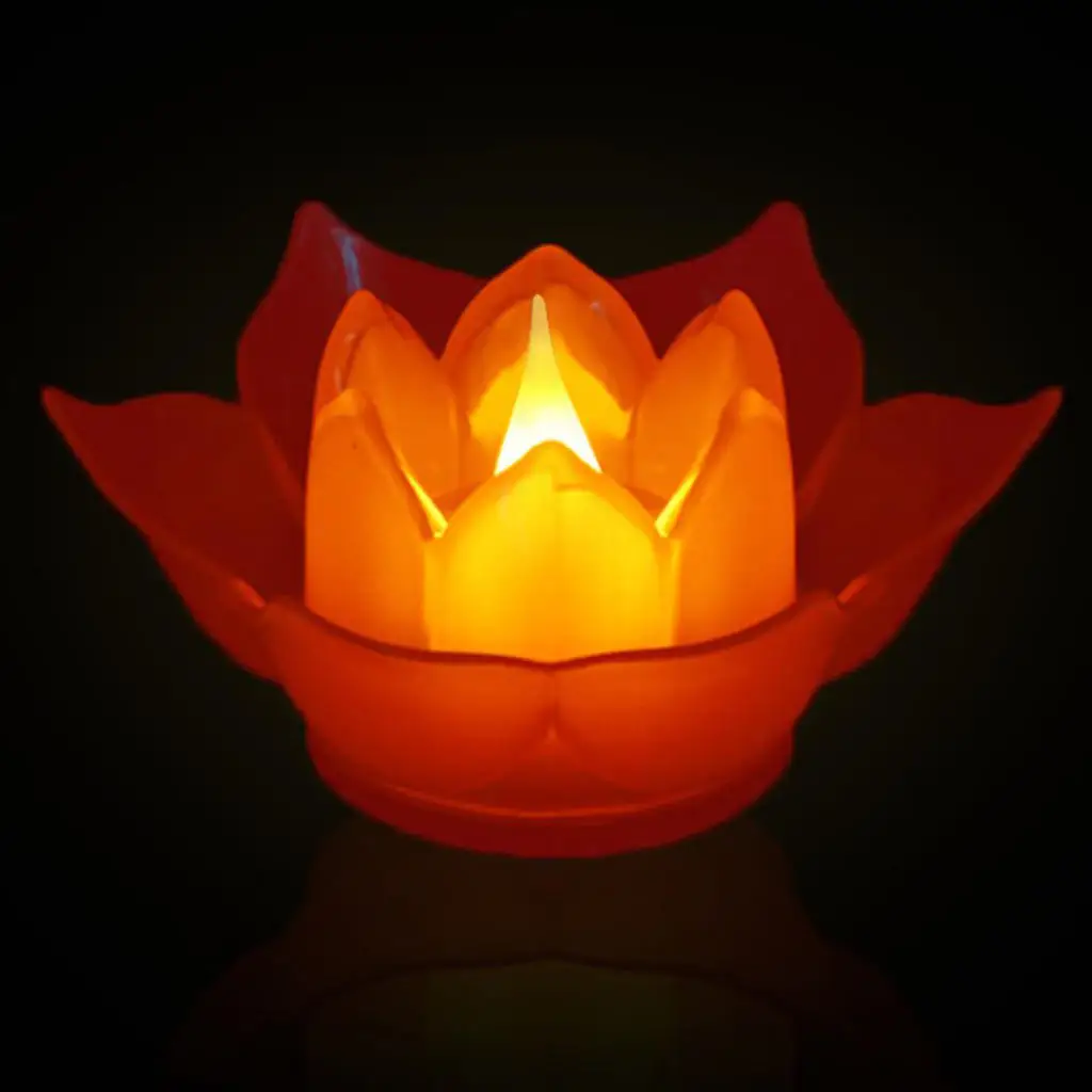LED Lotus Lamp Floating Water Wishing Artificial Candle Light Electronic Candle for Party Temple Fair Decor