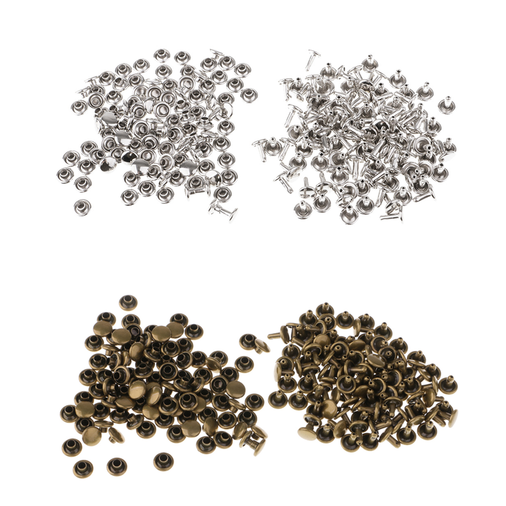 200 Set Double Cap Round  Rivet Studs Buttons for Leather Craft Jeans Bags Clothes