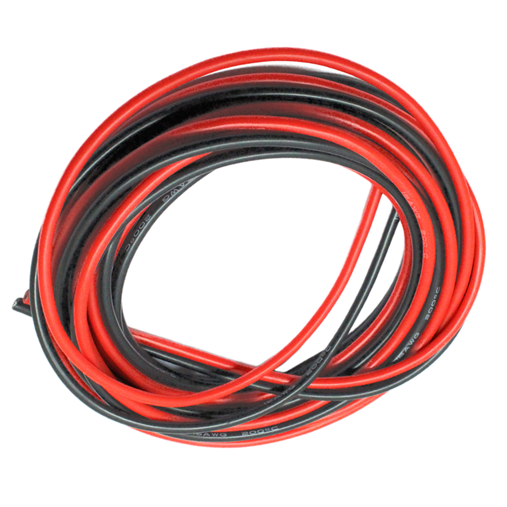 2Pcs 16AWG Flexible Silicone Cable High Temperature Resistant  Black