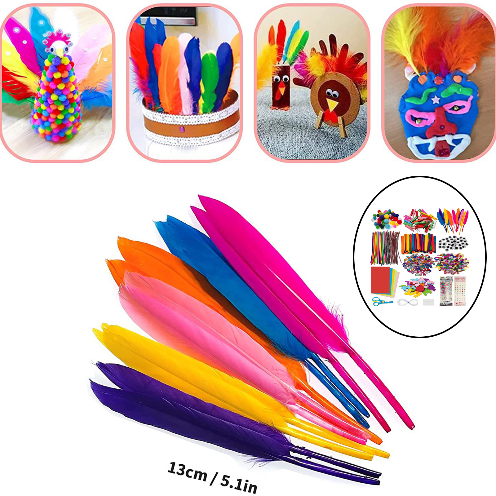 DIY Toys Kids Handmade Art Craft Material Creativity Toy Gifts Colorful Plush Stick Pompoms Doll Eyes DIY Set Accessories