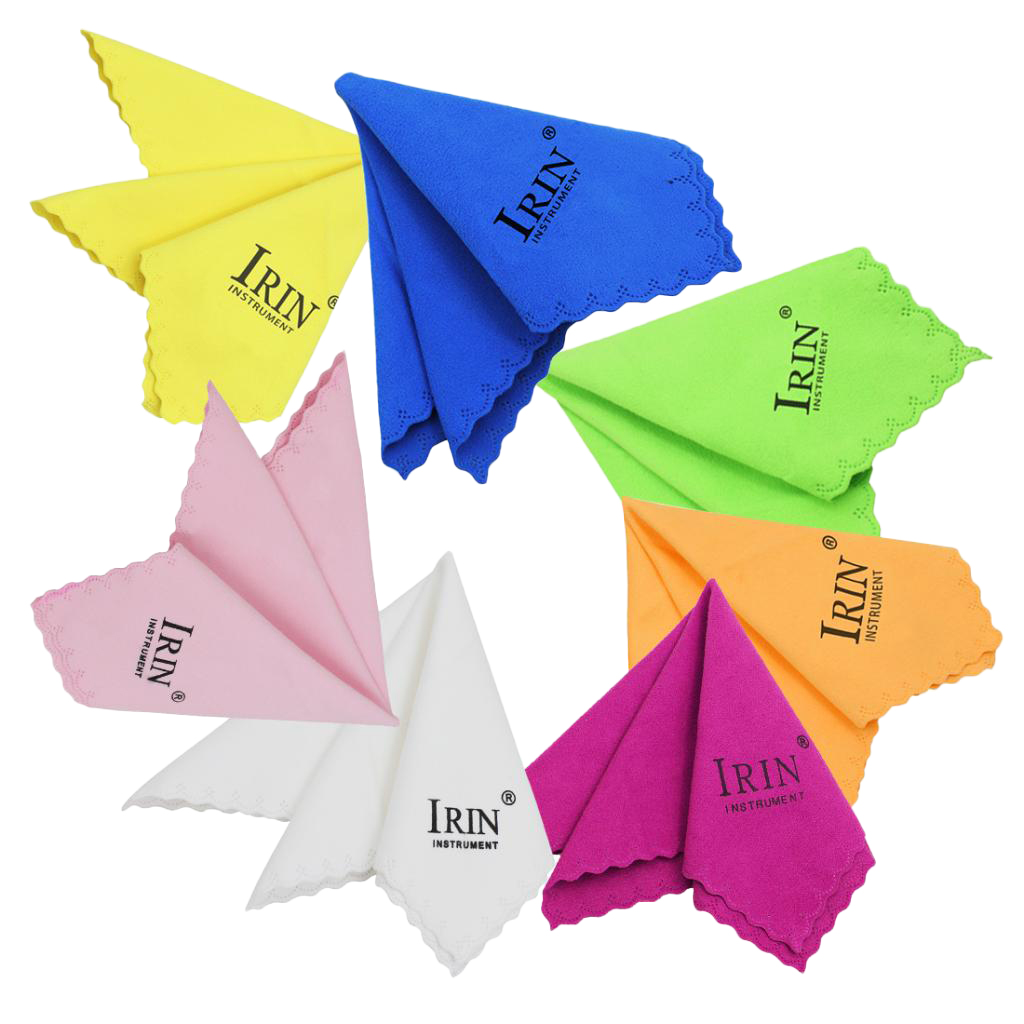 7 Pieces Reusable Cleaning Cloths Polish Cloth 9.84x9.84inch for Guitar Violin Saxophones, Assorted Color