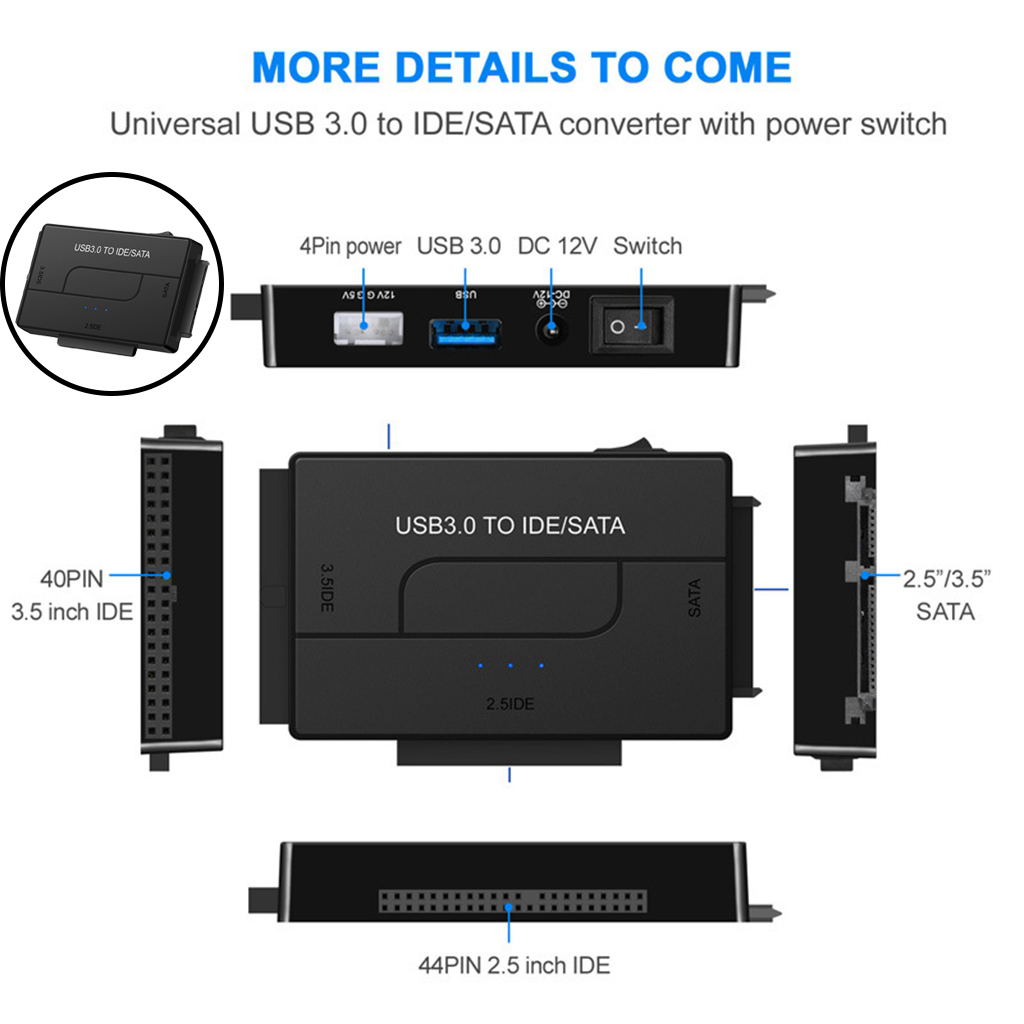 External SATA/IDE to USB 3.0 Adapter One Touch Backup Function Restore Software Universal Kit for 2.5