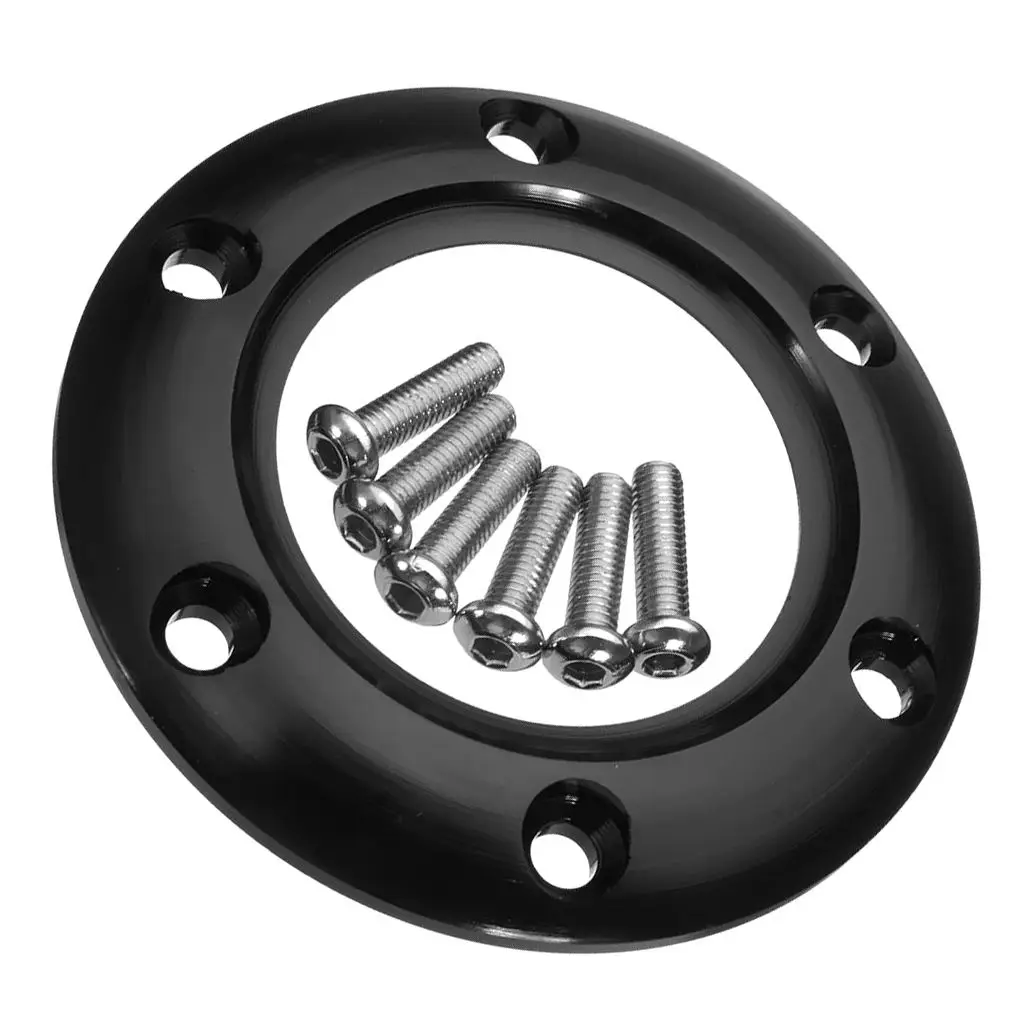 Replacement Auto Car Black 70mm Steering Wheel Horn Button Ring with 6 Bolts