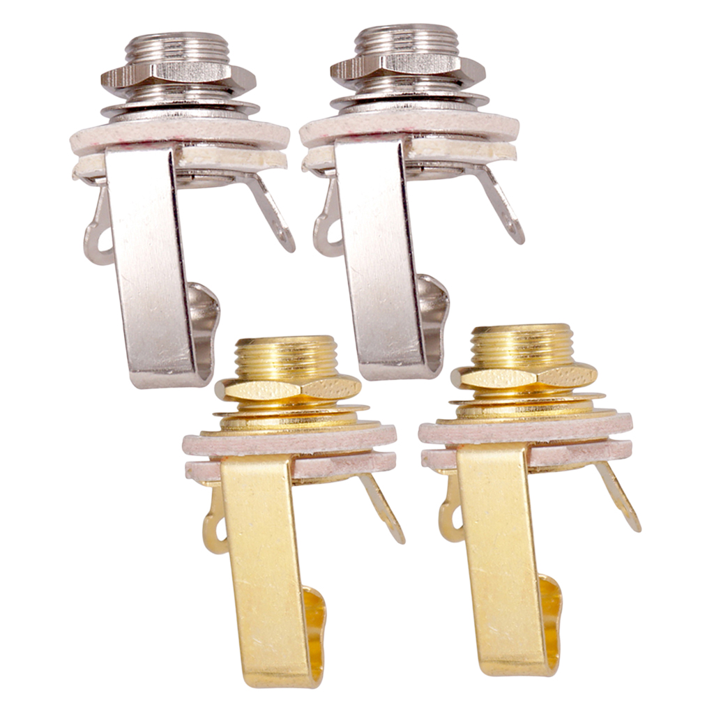 6.35mm Jack Output Socket Plug Mono for Electric Guitar Bass Accs Set of 2