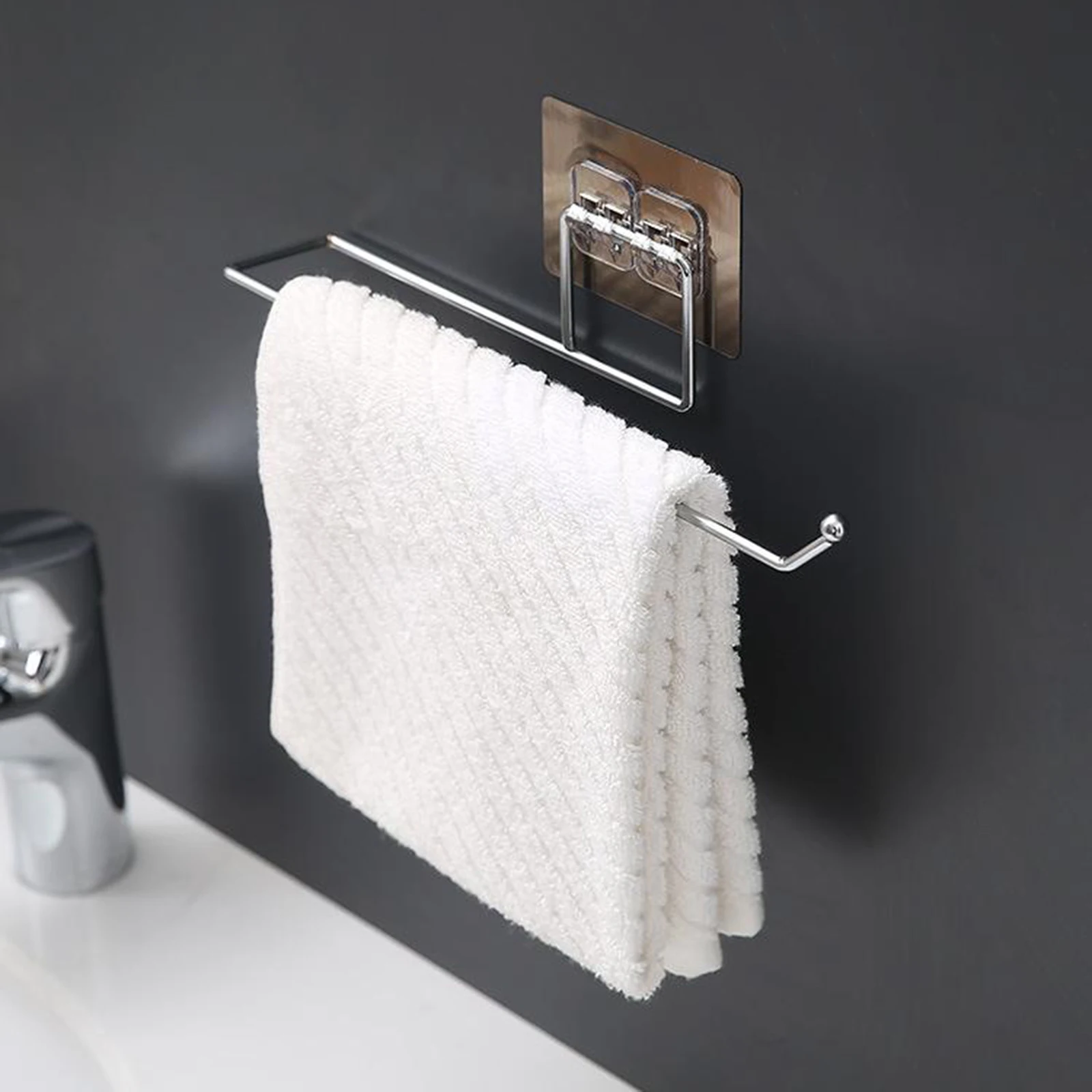 Toilet Paper Towel Holder Stainless Steel Self Adhesive on Smooth Surfaces