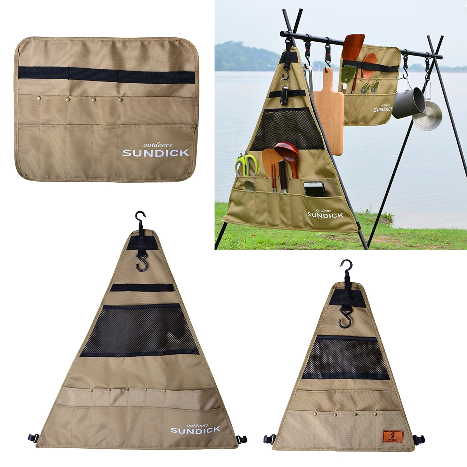 Waterproof Tableware Storage Bag 900D Oxford Fabric Outdoor Camping Picnic Barbecue BBQ Cookware Hanging Storage Bag