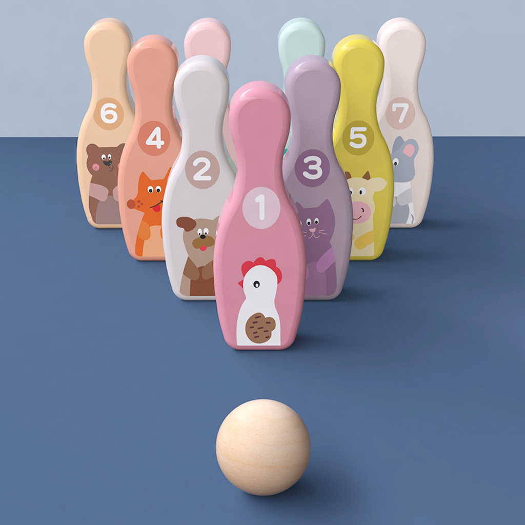 Toddlers Colorful Bowling Set Ball Skittles Developmental Outdoors Sports