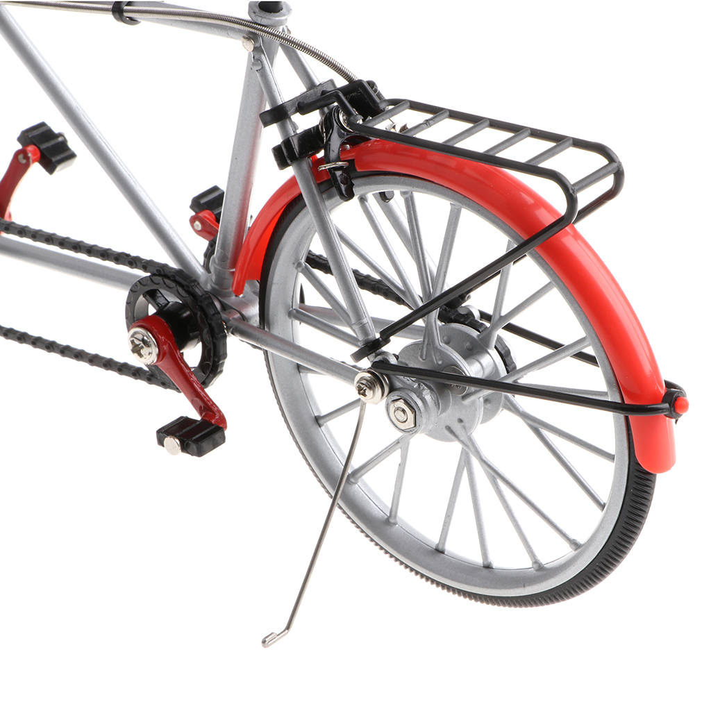1/10th Racing Bike Tandem Model Alloy Simulated Road Bicycle Model Decoration Gift, Red
