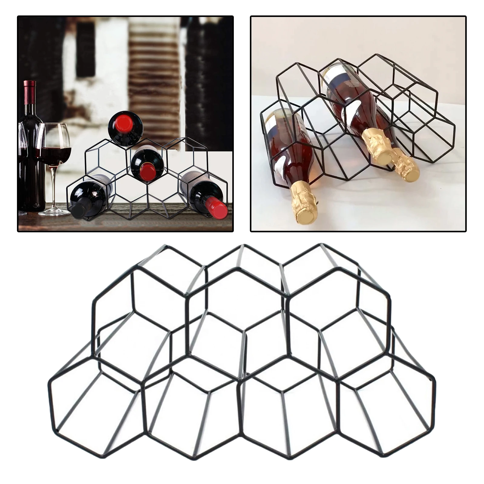 Geometric Stackable Countertop Wine Rack Wine Holders for Home Cellar Pantry