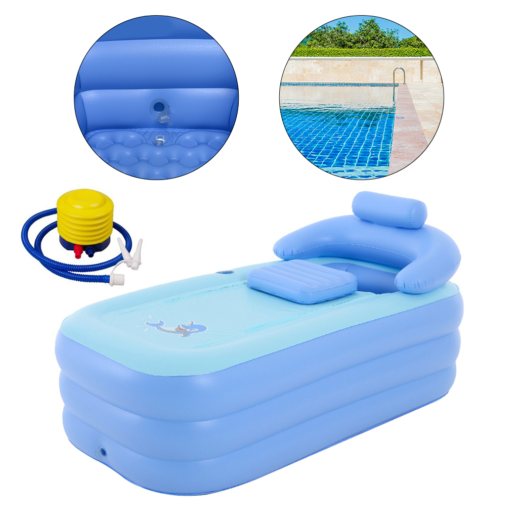 Durable PVC Inflatable Bathtub 160x84x64cm  Bath Tub Armrest Hot Tub