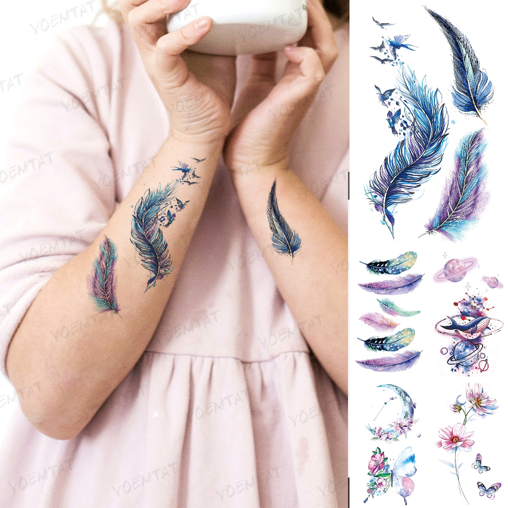 Best of Color Kids Feather Butterfly Whale Waterproof Temporary Tattoo Sticker Flash Tatoo Child Kawaii Arm Art Fake Tattoos Men Women Reviews & Tips