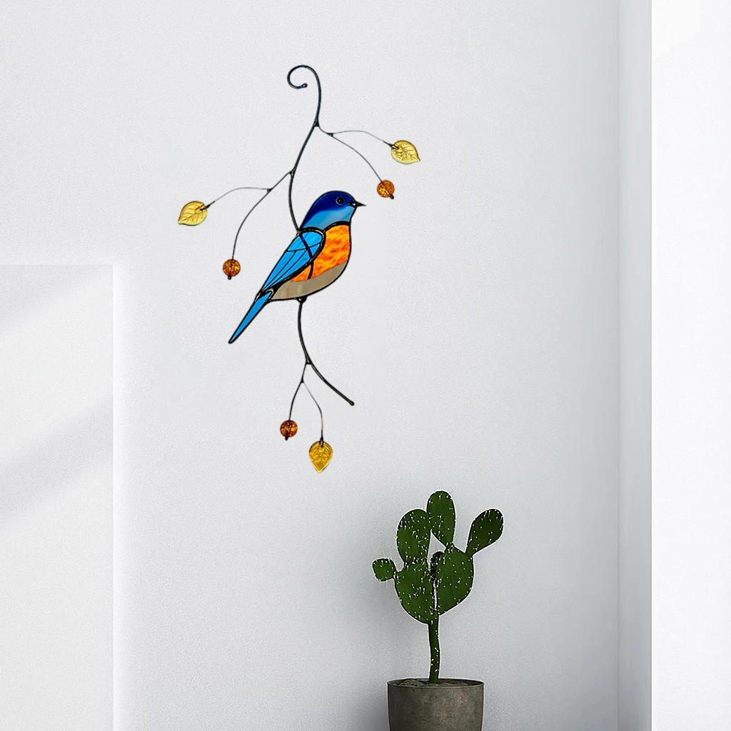 Stain Glass Window Wall Hummingbird Stickers Clings Home Decor Anti Collision Wall Decals Living Room Decorations