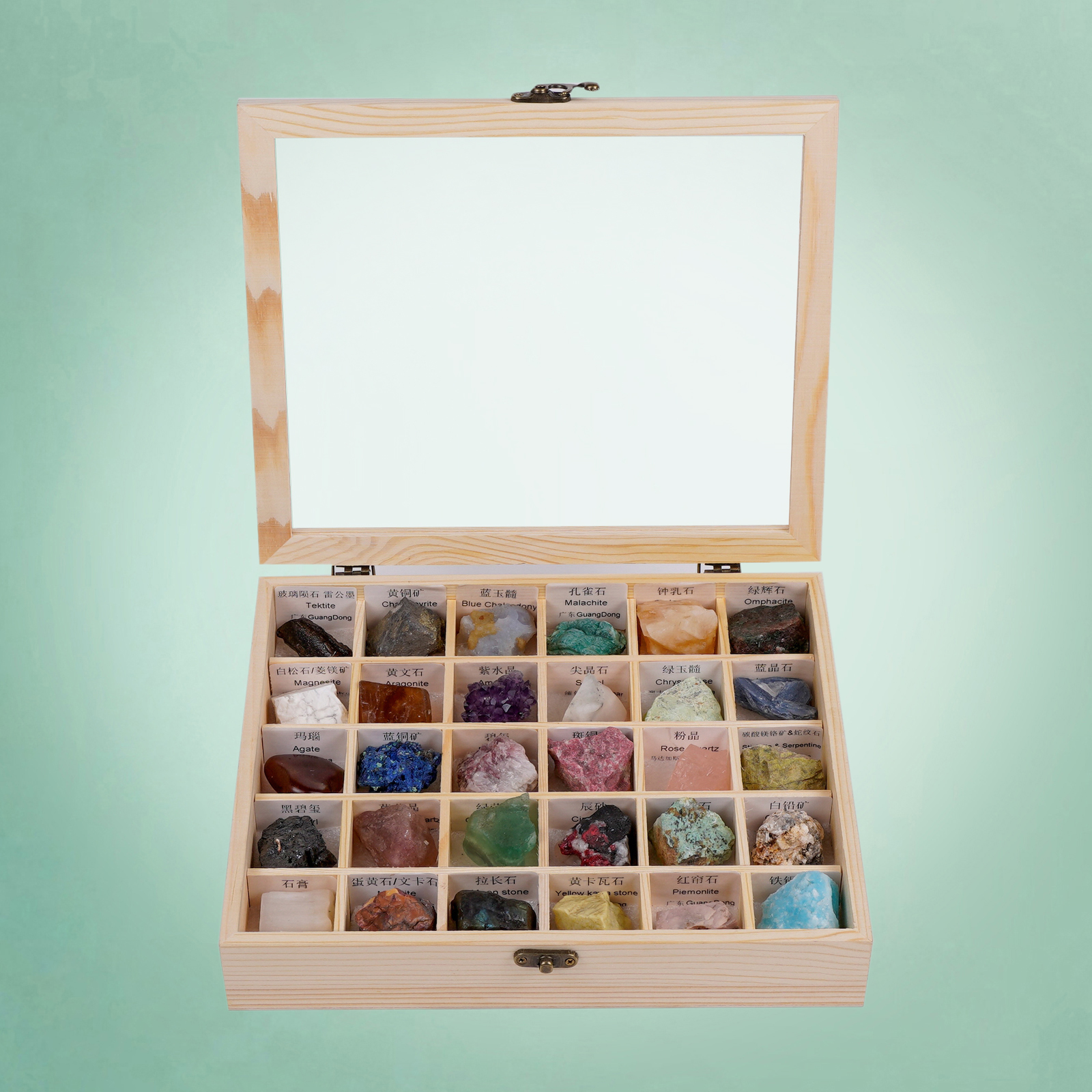 30pcs Rocks and Minerals Collection Kit for Stone Lovers with Storage Boxes