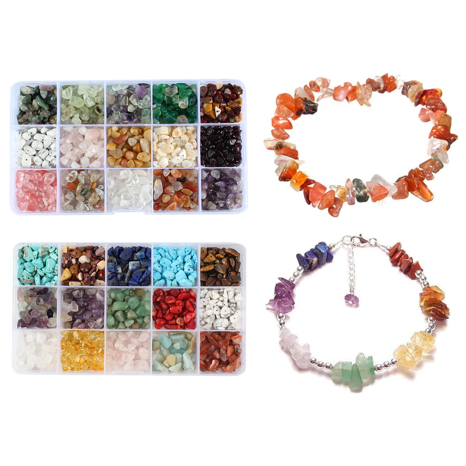 15 Colors Assorted Gemstone Beads Irregular Shaped Natural Chips Kit for DIY Craft Bracelets Necklaces Pendant Jewelry Making