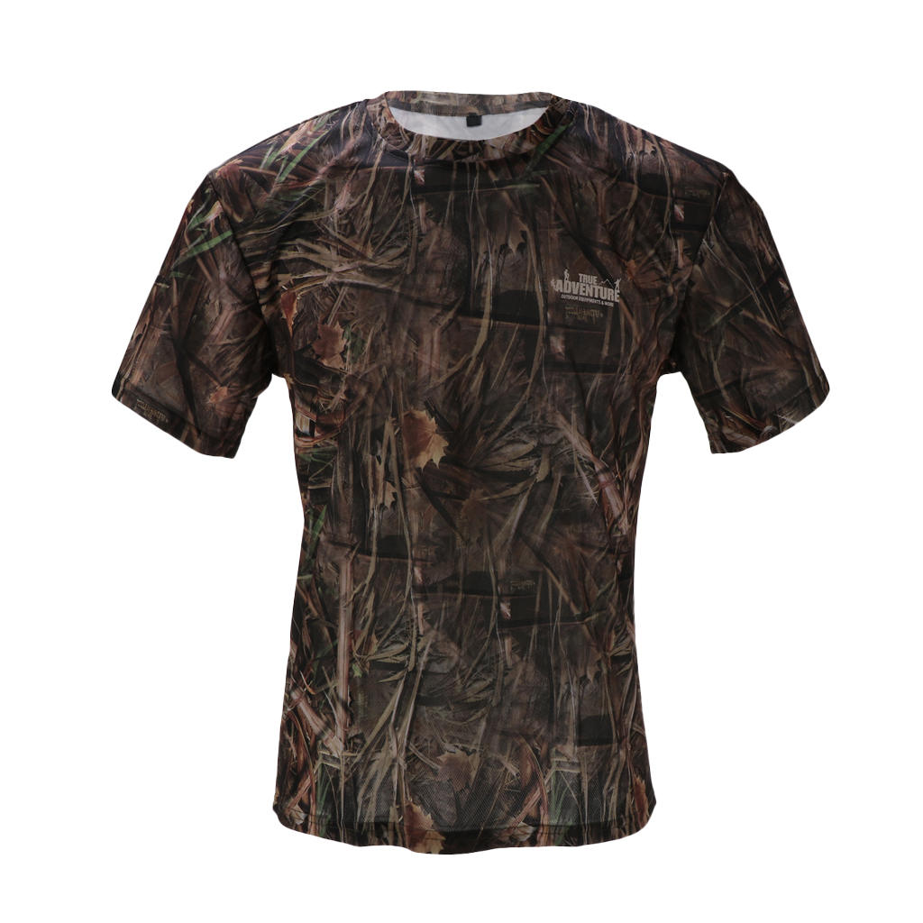 Men Short Sleeve T Shirt Hunting Bionic Camouflage Quick Dry Clothing