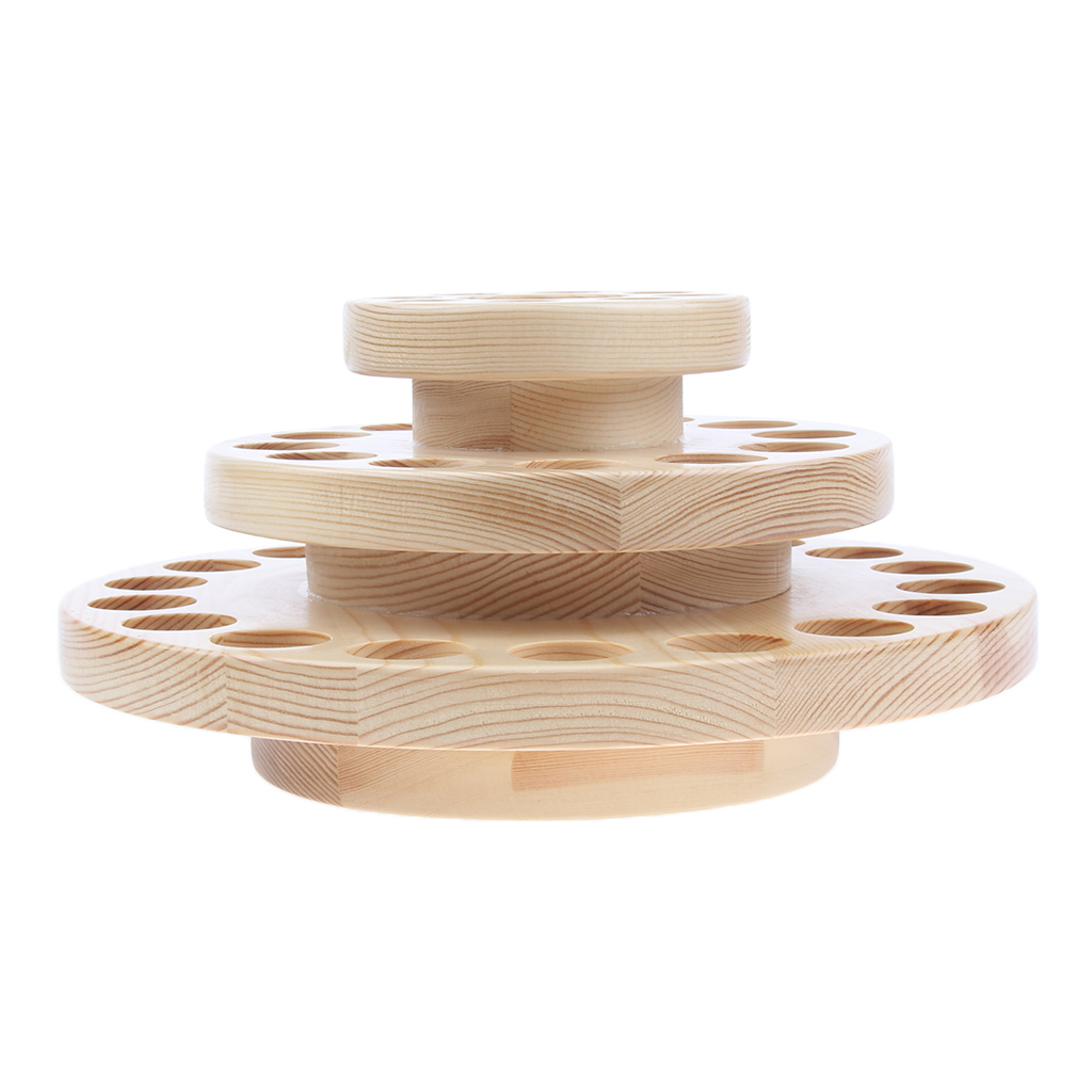 3 Layers Wood Essential Oil Display Stand Rotating Cosmetic Organizer Rack