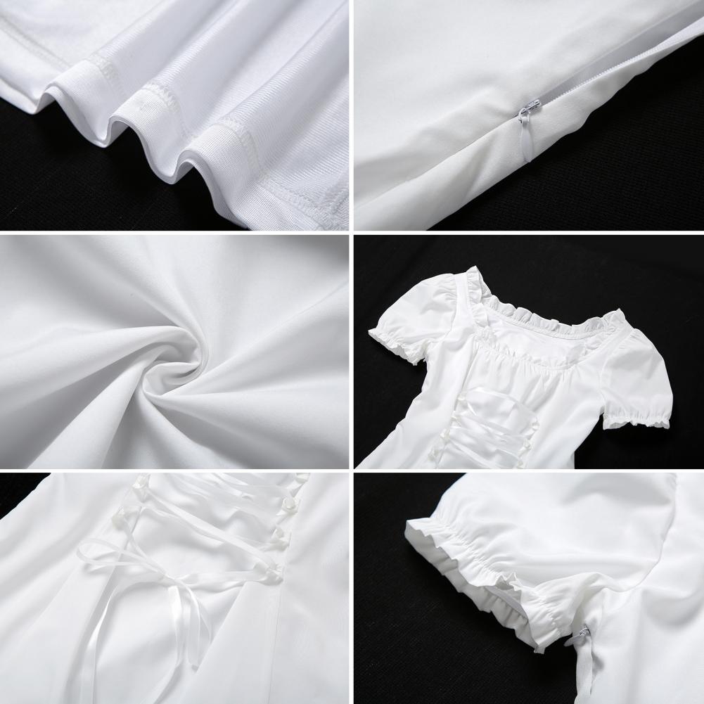 Vestido de Festa Vestidos de Festa Moda Sexy Verão Mini Vestido Puff Mangas Respirável Poliéster Branco Feminino Diário Wear Tamanho Grande 11 High Quality Moda Feminina