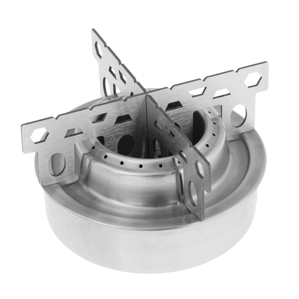 Mini Liquid Alcohol Burner Stove Stainless Steel Camping Hiking Cooking Stoves With Cross Stand Rack Outdoor Utensils Cookware
