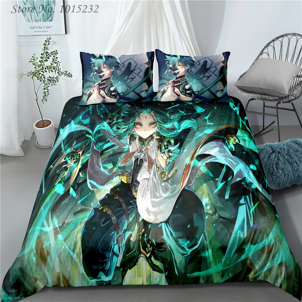 Genshin Impact 3D Printed Bedding Set Duvet Covers Pillowcases Comforter Bedding Set Bedclothes Bed Linen 01