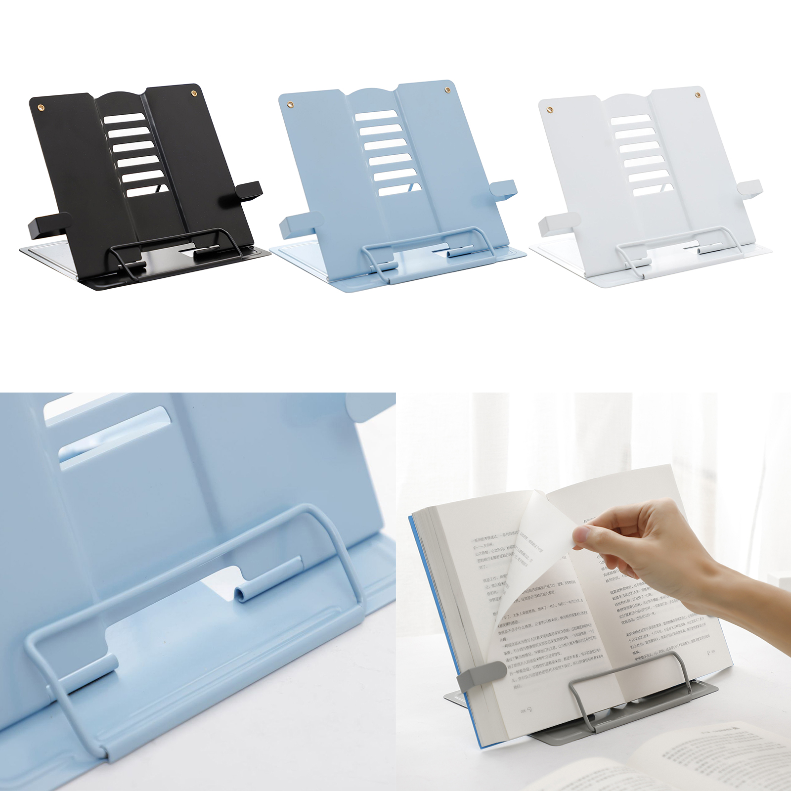 Desk Metal Adjustable Book Stand Reading Holder with 6 Adjustable Positions for Textbooks Music Books Cookbook